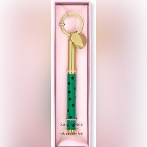 Kate Spade New York Ink Pen Key Fob black Ink Keychain Pen, Autumn Dot NEW